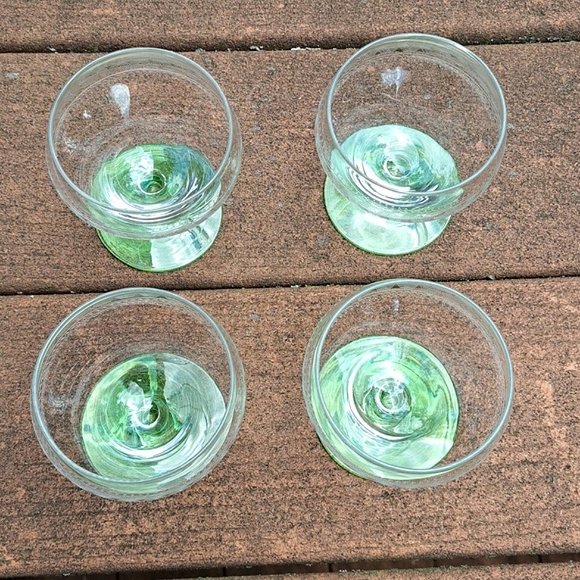 Set of 4 Vintage Tiffin Uranium Stemware Glasses - Picture 3 of 6